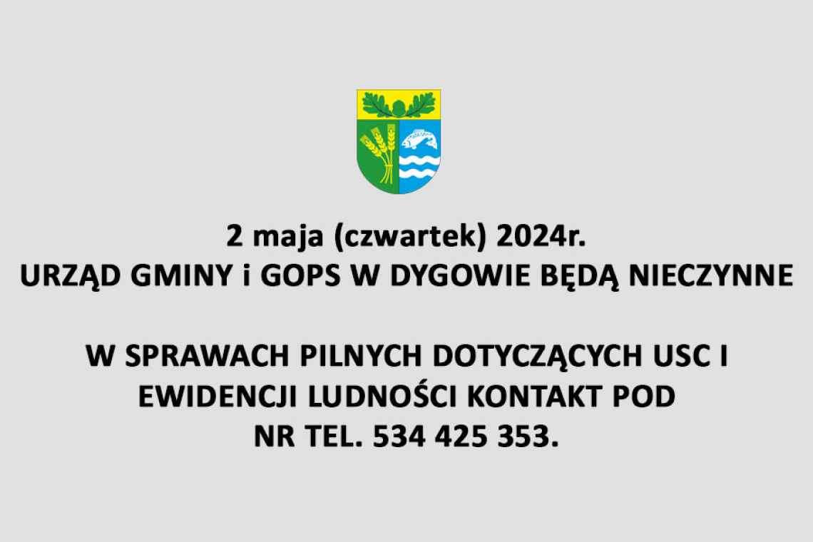 Ogłoszenie Urzędu Gminy w Dygowie
