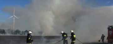 Pożar ścierniska w Pustarach był widoczny z kilku kilometrów