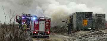 Pożar na placu budowy w Dygowie