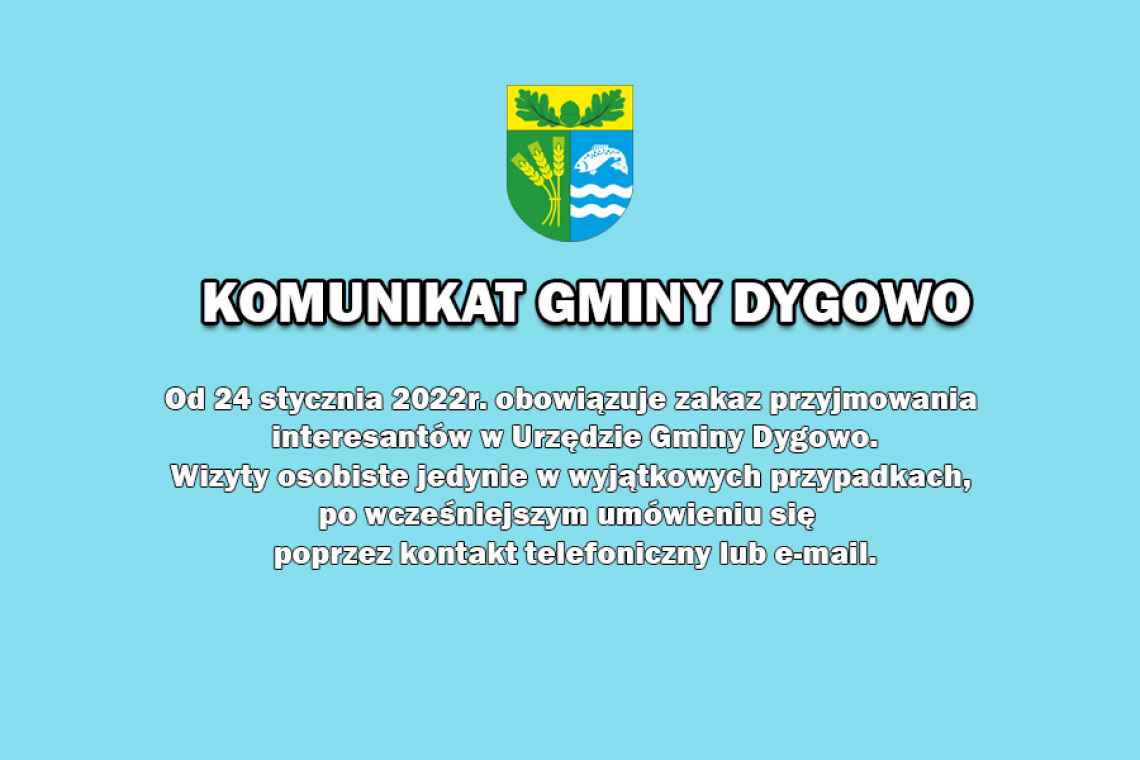 Urząd Gminy Dygowo zamknięty dla bezpośredniej obsługi interesantów